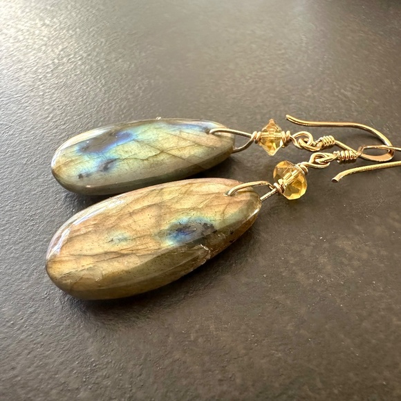 Labradorite Statement Earrings, 24k Gold Vermeil, Handmade by Prairie Ice - Picture 12 of 12